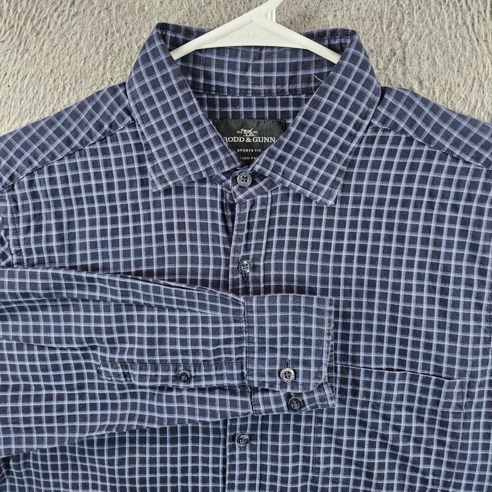 Rodd & Gunn Mens Sports Fit Italian Fabric Leggiuno Blue Check Shirt Size M